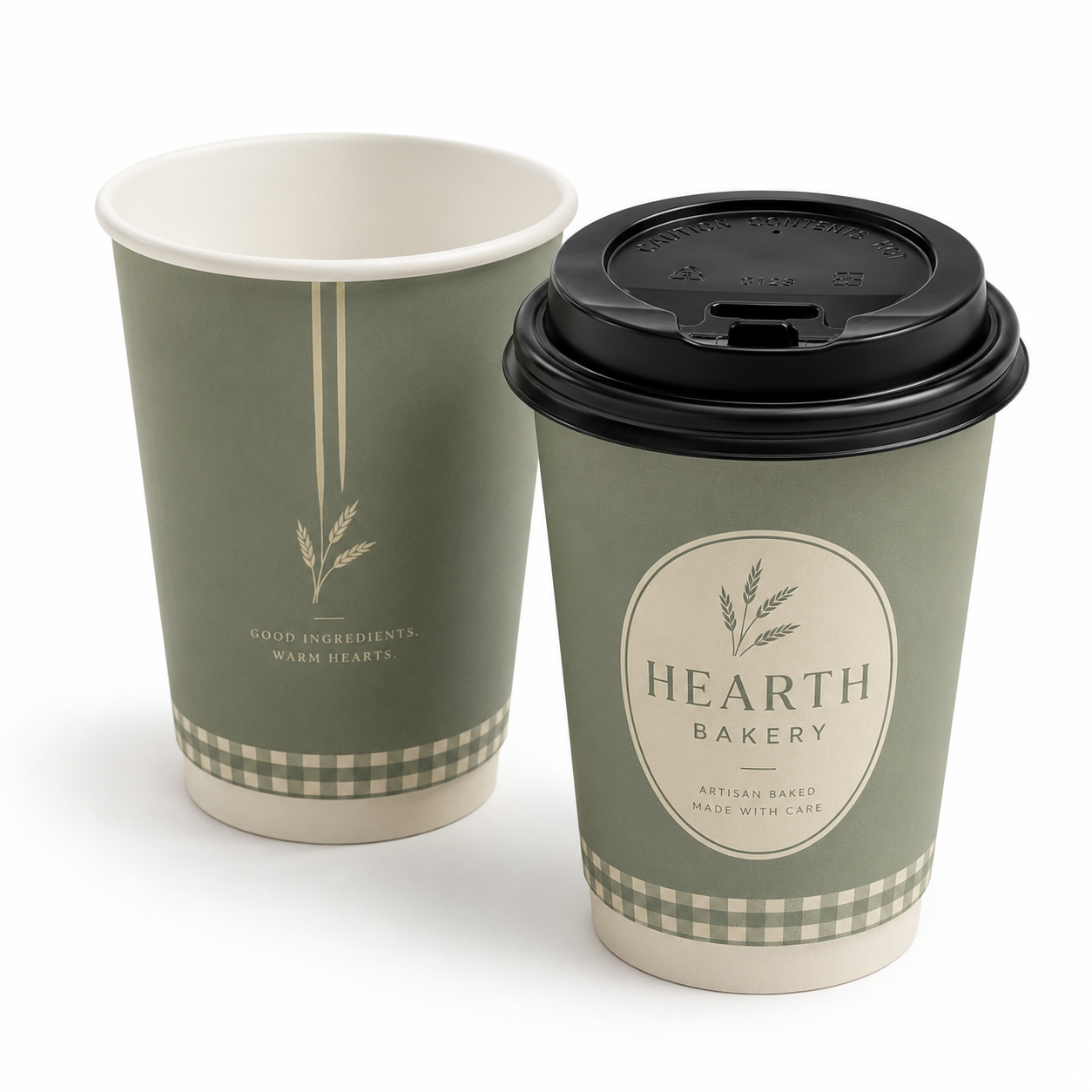 12 oz Custom Recyclable Double Wall Paper Cups with Lids