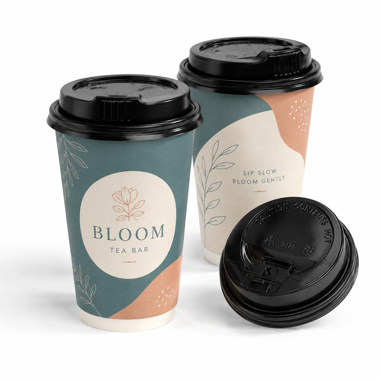 12 oz Custom Recyclable Double Wall Paper Cups with Lids