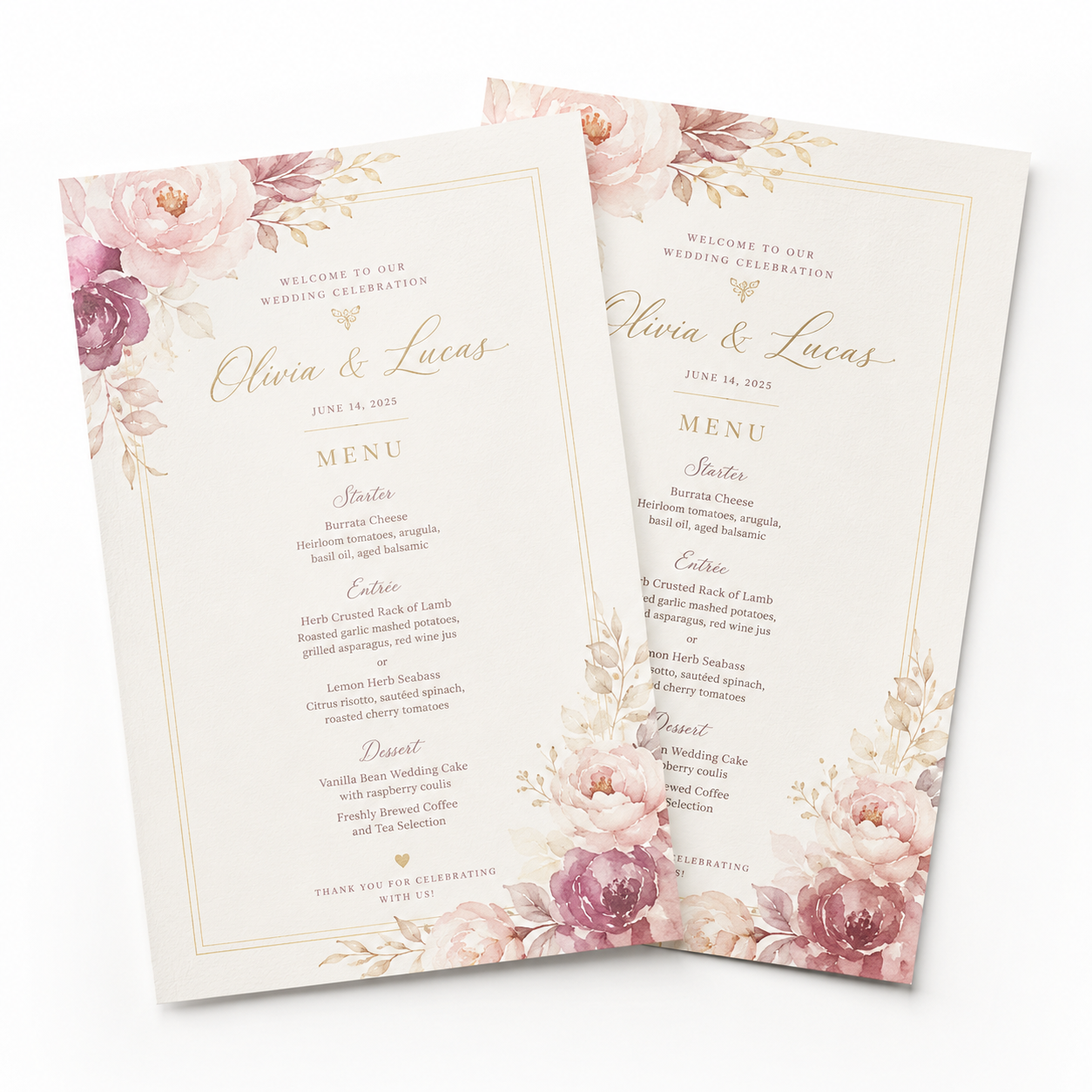 Custom Wedding Menus